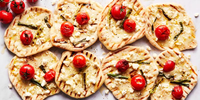 Grilled Tomato Feta Pizzettes