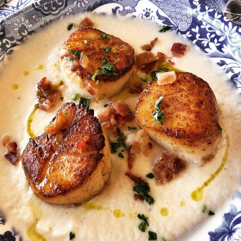 Seared Scallops over Cauliflower Puree
