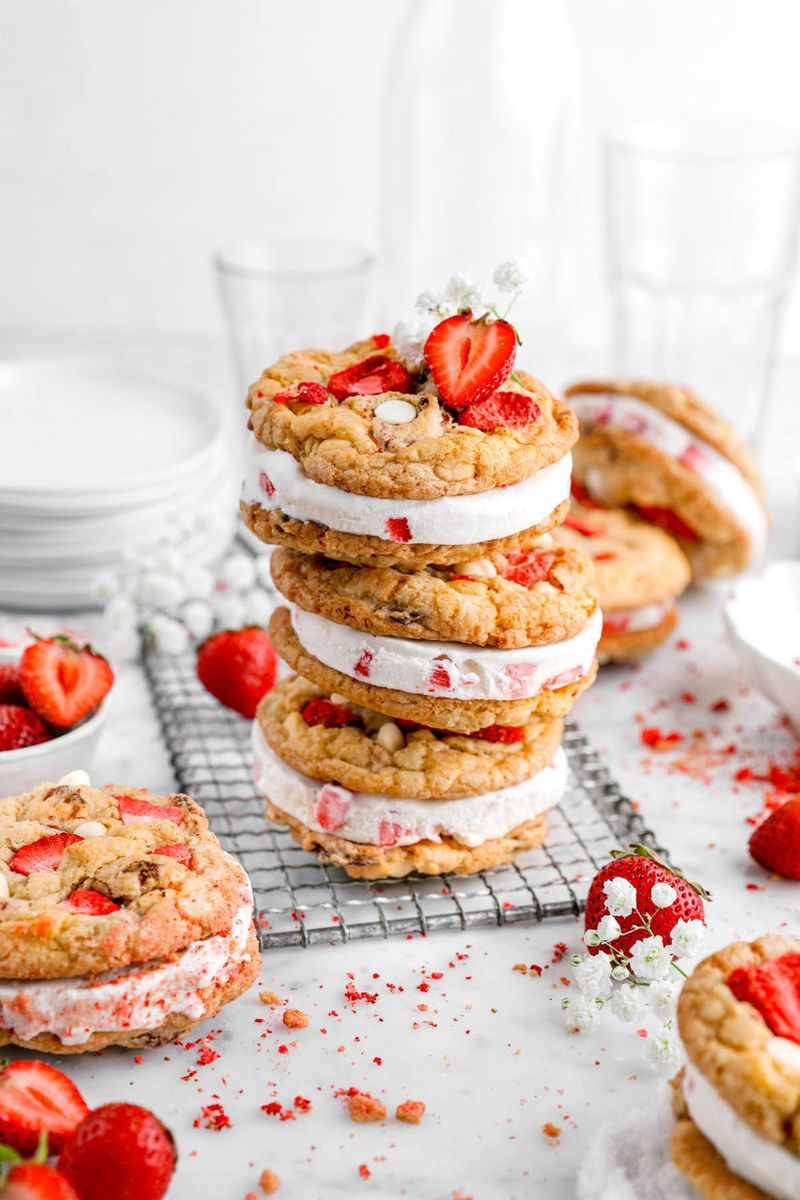 Strawberry Cream Sandwich Cookies