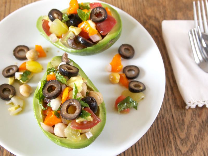 Greek Salad Stuffed Avocados