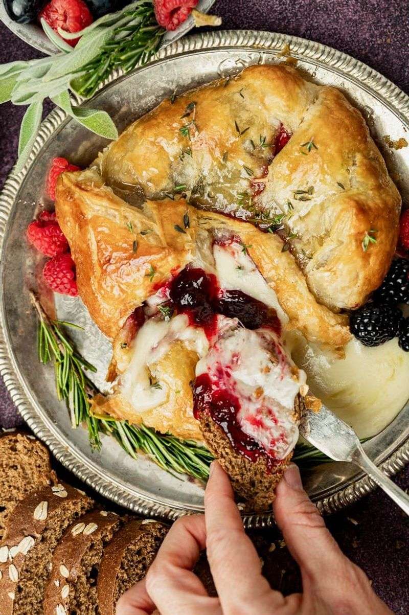 Baked Brie with Jam and Puff Pastry