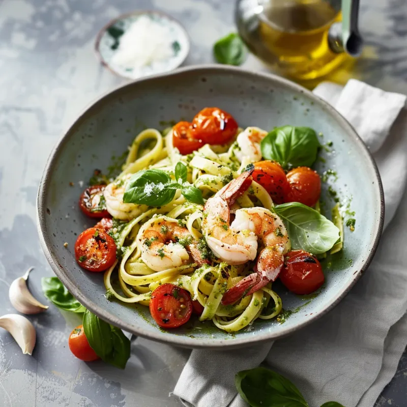 Pesto Shrimp Linguine