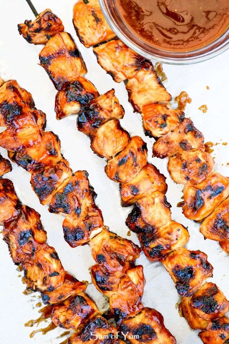 Grilled Chicken Skewers with Tangy Barbecue Sauce