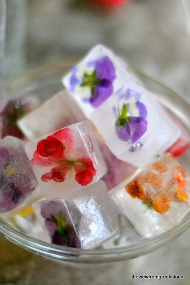 Floral Ice Cubes for Sparkling Lemonade