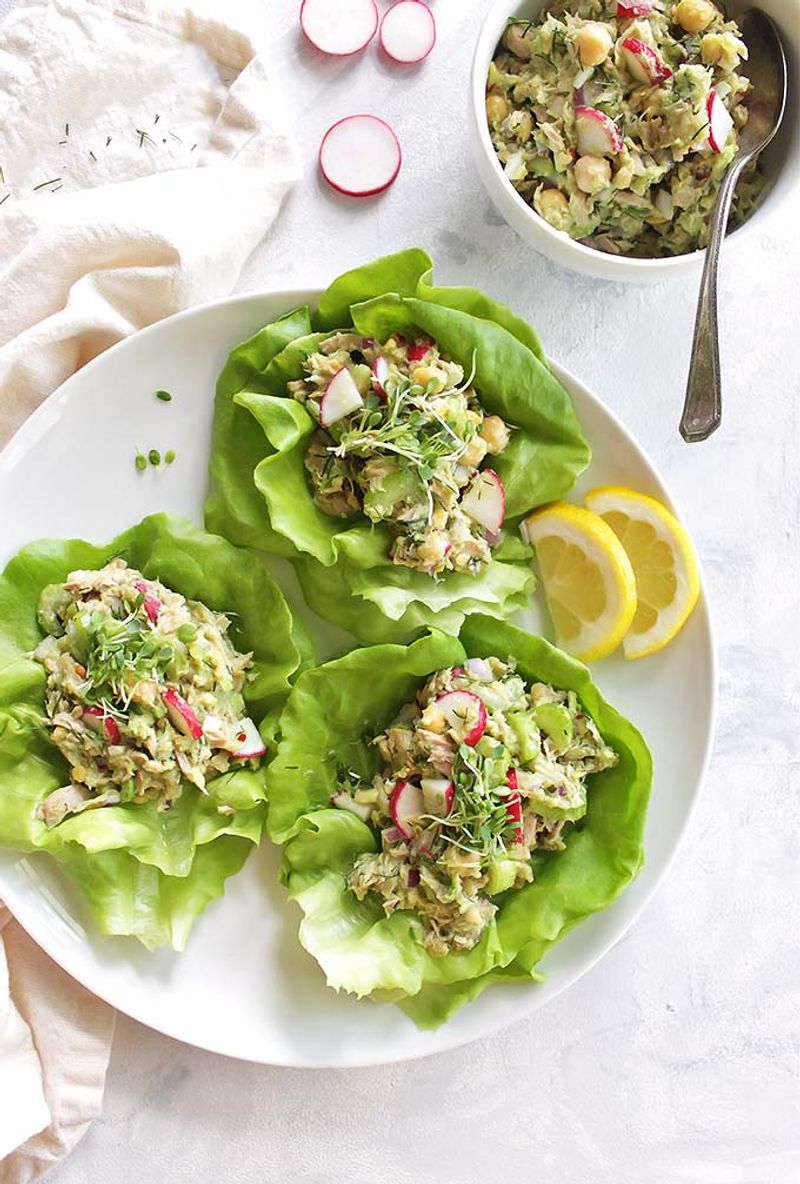 Avocado Tuna Salad Lettuce Wraps