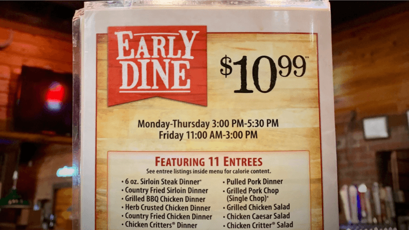 Early Dine Menu At $10.99