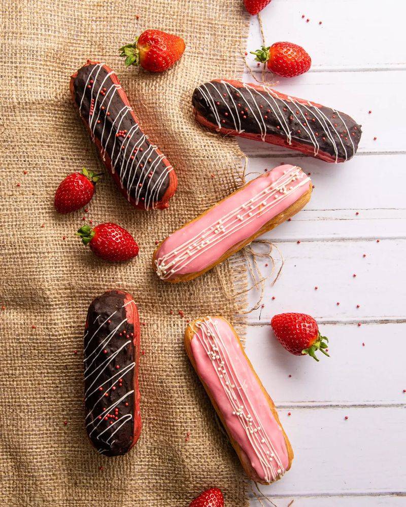Strawberry Matcha Eclairs