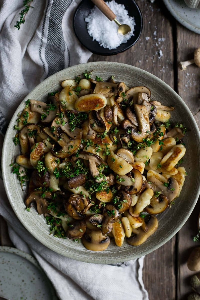 Gnocchi with Mushroom and Thyme Cream Sauce