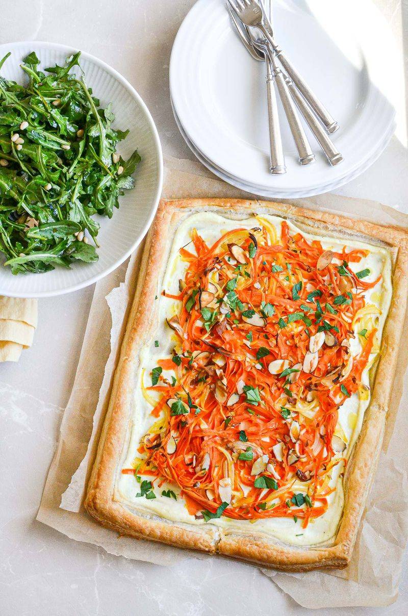 Honey Glazed Carrot and Goat Cheese Tart