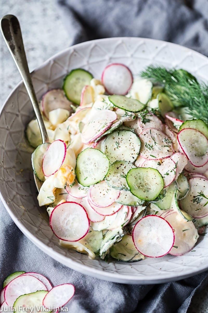 Radish And Cucumber Salad With Dill Yogurt Dressing
