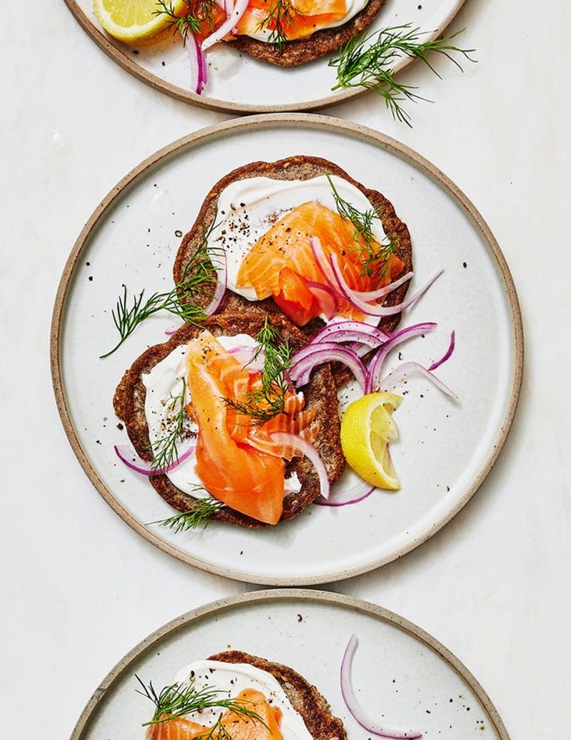 Seeded Buckwheat Pancakes With Smoked Salmon