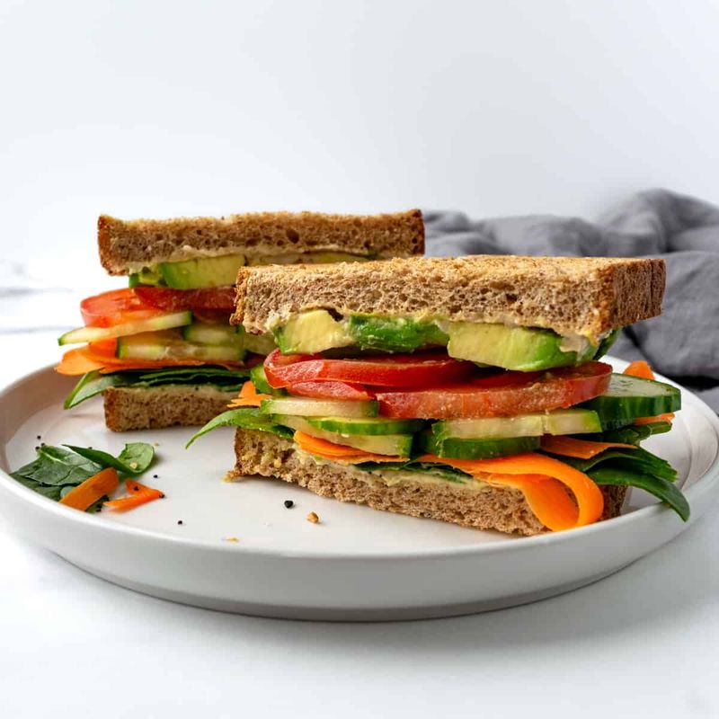 Cucumber-Avocado-Tomato Sandwich