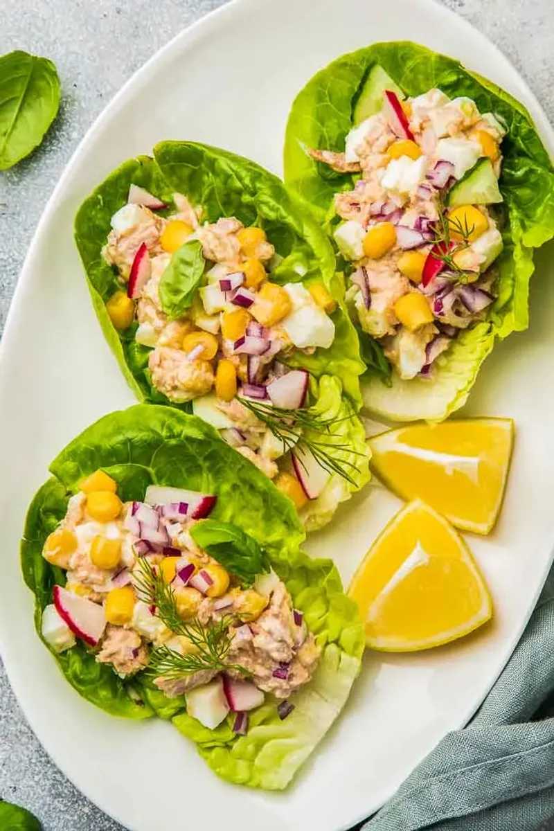 Mediterranean Tuna Salad Lettuce Wraps