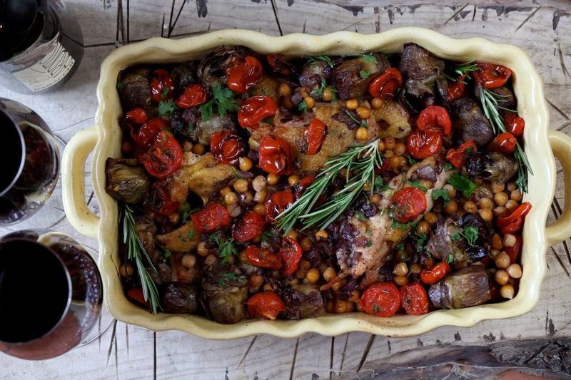 Mediterranean Chicken Bake with Artichokes and Sun-Dried Tomatoes