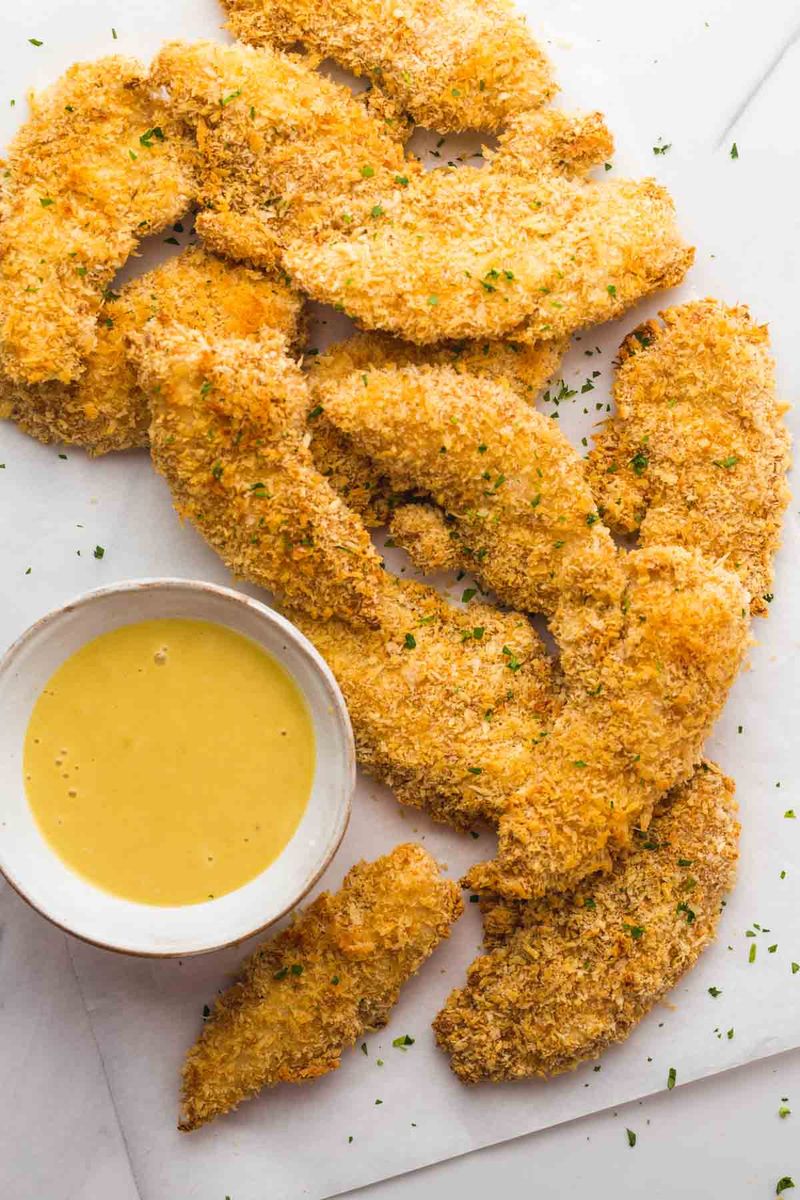 Crispy Chicken Tenders with Honey Mustard Dip