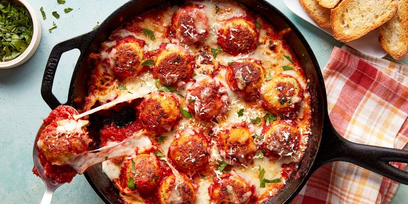 Chicken Parm Meatball Skillet