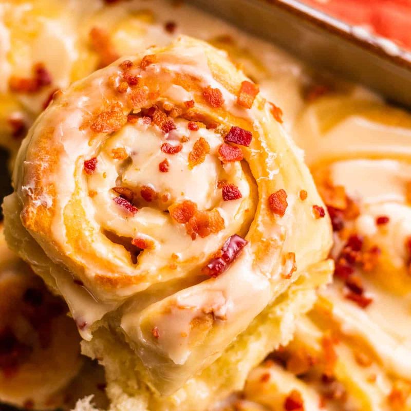 Maple Bacon Puff Pastry Cinnamon Rolls