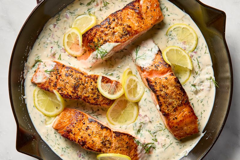 Salmon with Lemon-Dill Cream Sauce