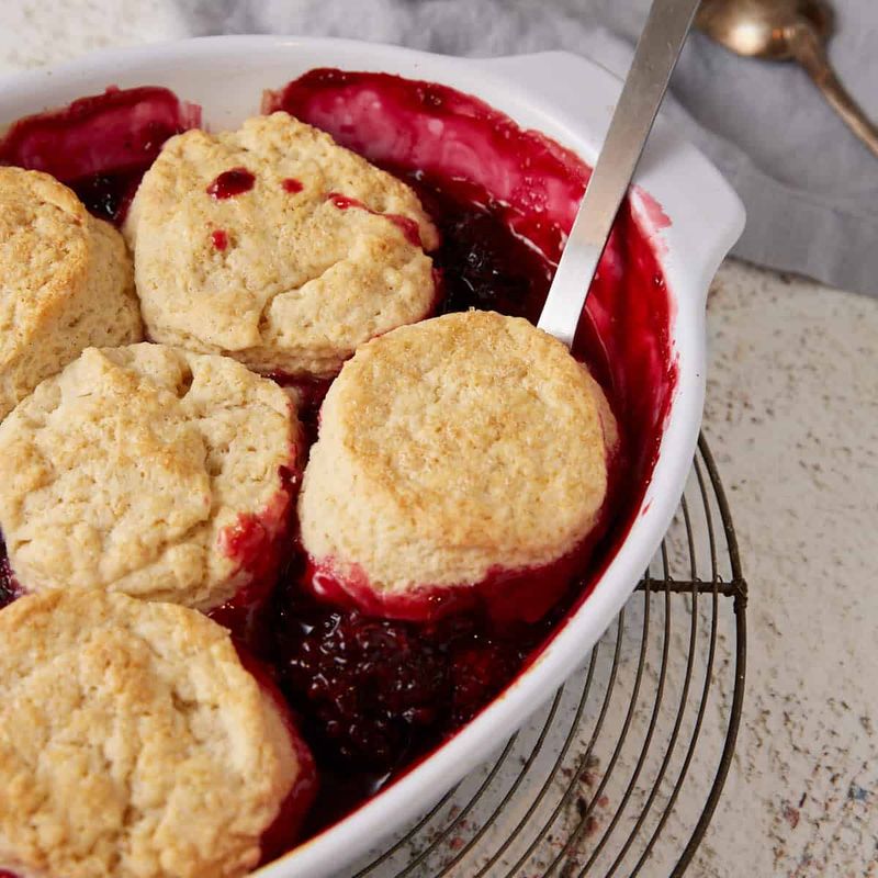 Old-Fashioned Blackberry Cobbler with Homemade Biscuits