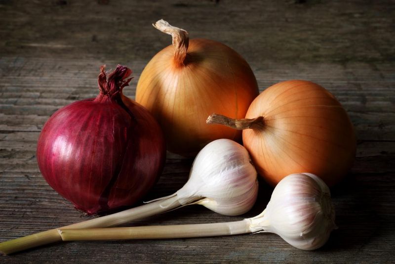 Raw Onions And Garlic
