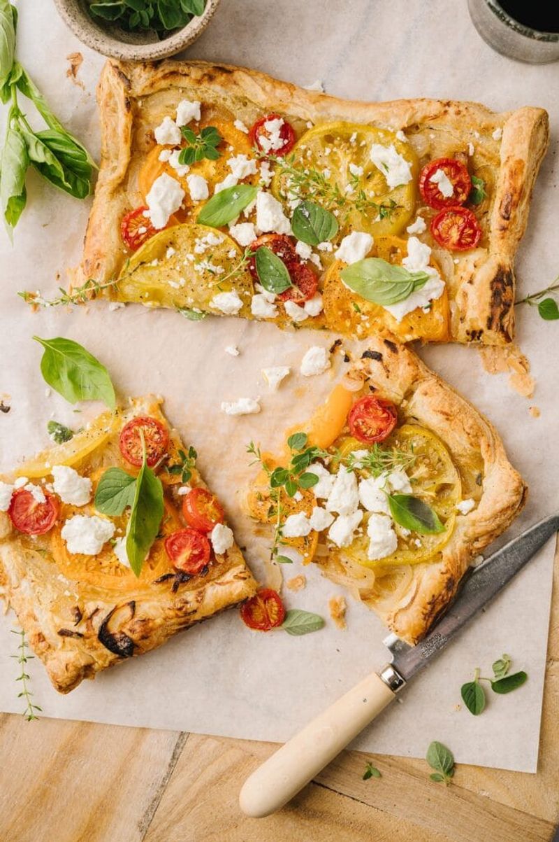 Tomato, Feta & Ricotta Puff Pastry Tart