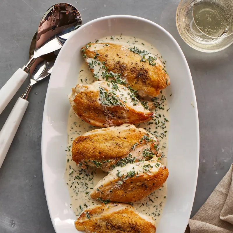 Pan-Roasted Chicken with White Wine and Shallots