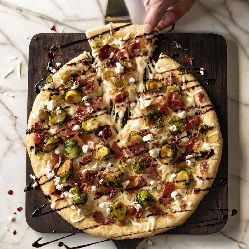 Brussels Sprouts Pizza with Mozzarella
