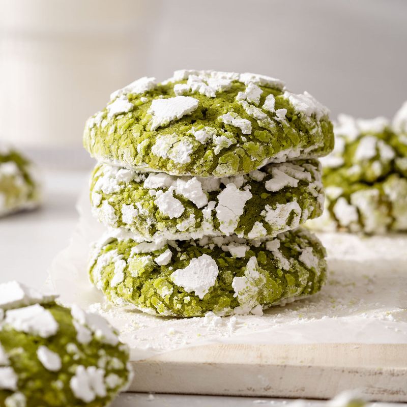 Matcha White Chocolate Crinkle Cookies