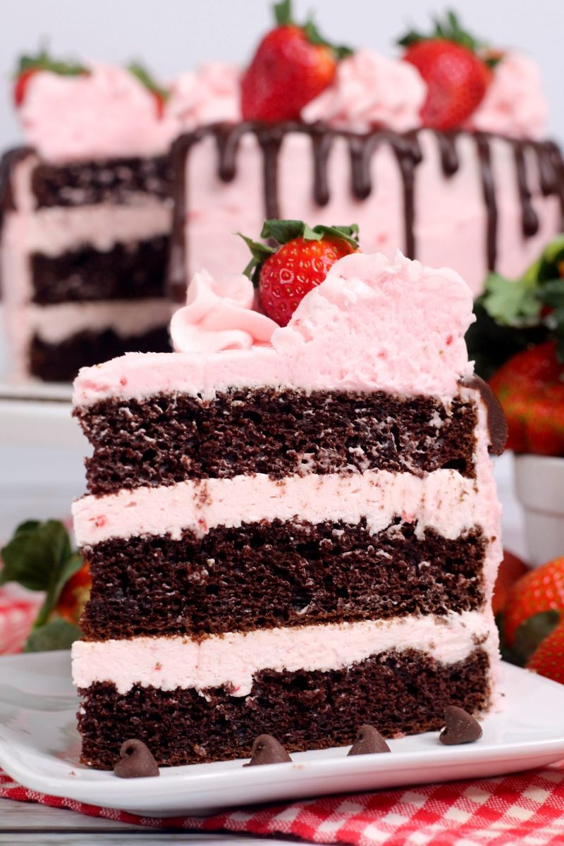 3-Layer Kahlua Chocolate Strawberry Cake