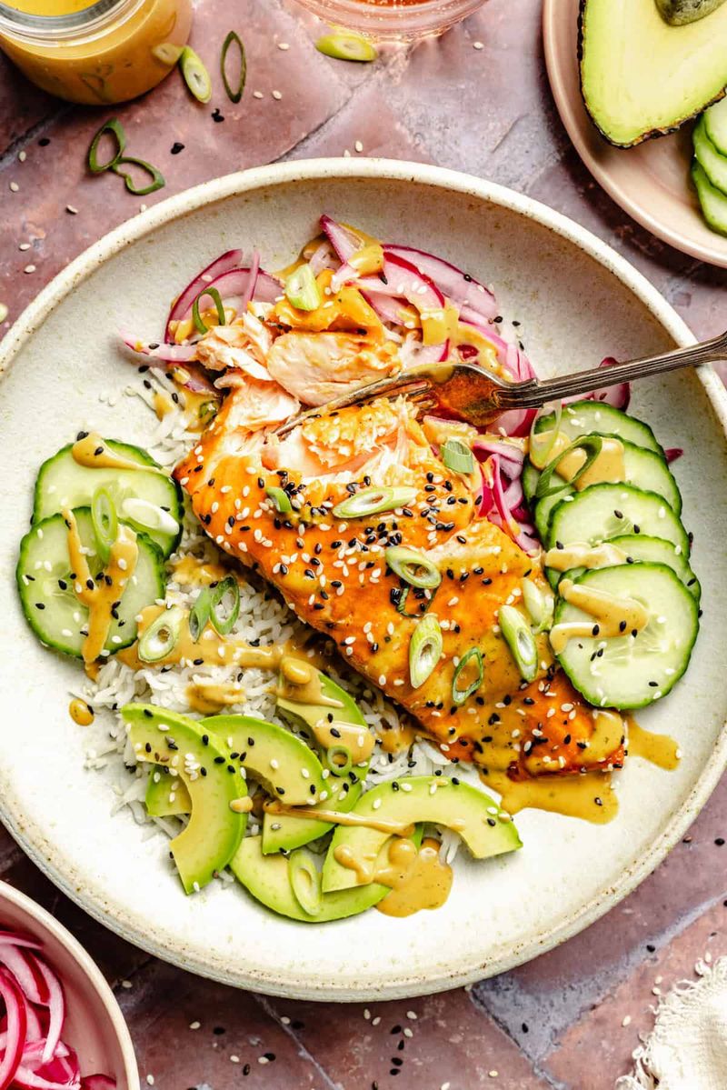 Miso Salmon With Cauliflower Rice
