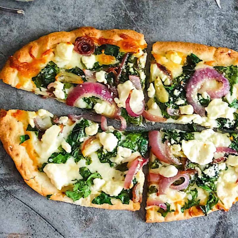 Feta Cheese and Spinach Pizza