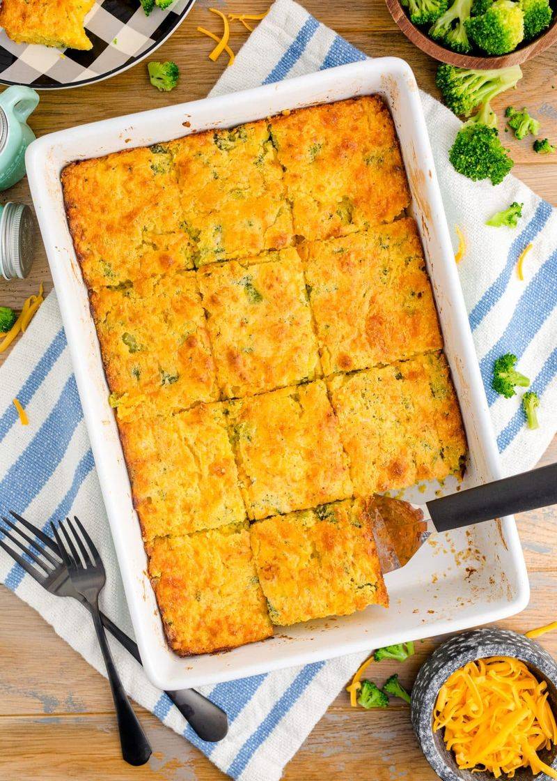 Cheesy Broccoli Cornbread Bake