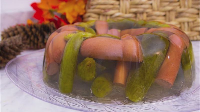 Aspic Gelatin Molds with Hot Dogs