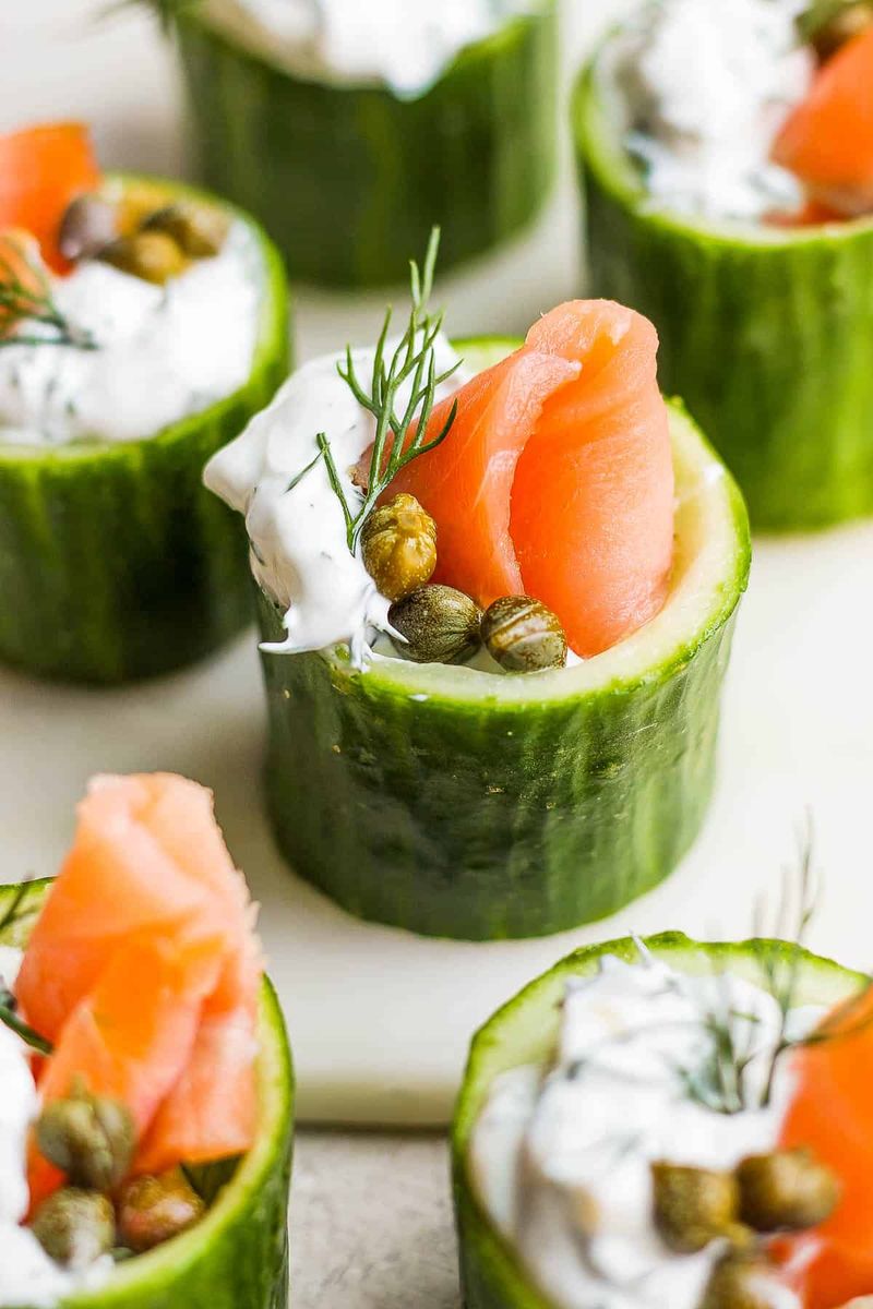 Smoked Salmon and Cream Cheese Cucumber Cups