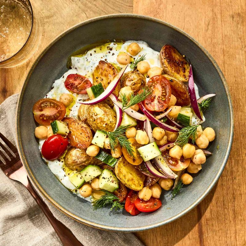 Roasted Potato Tzatziki Bowls
