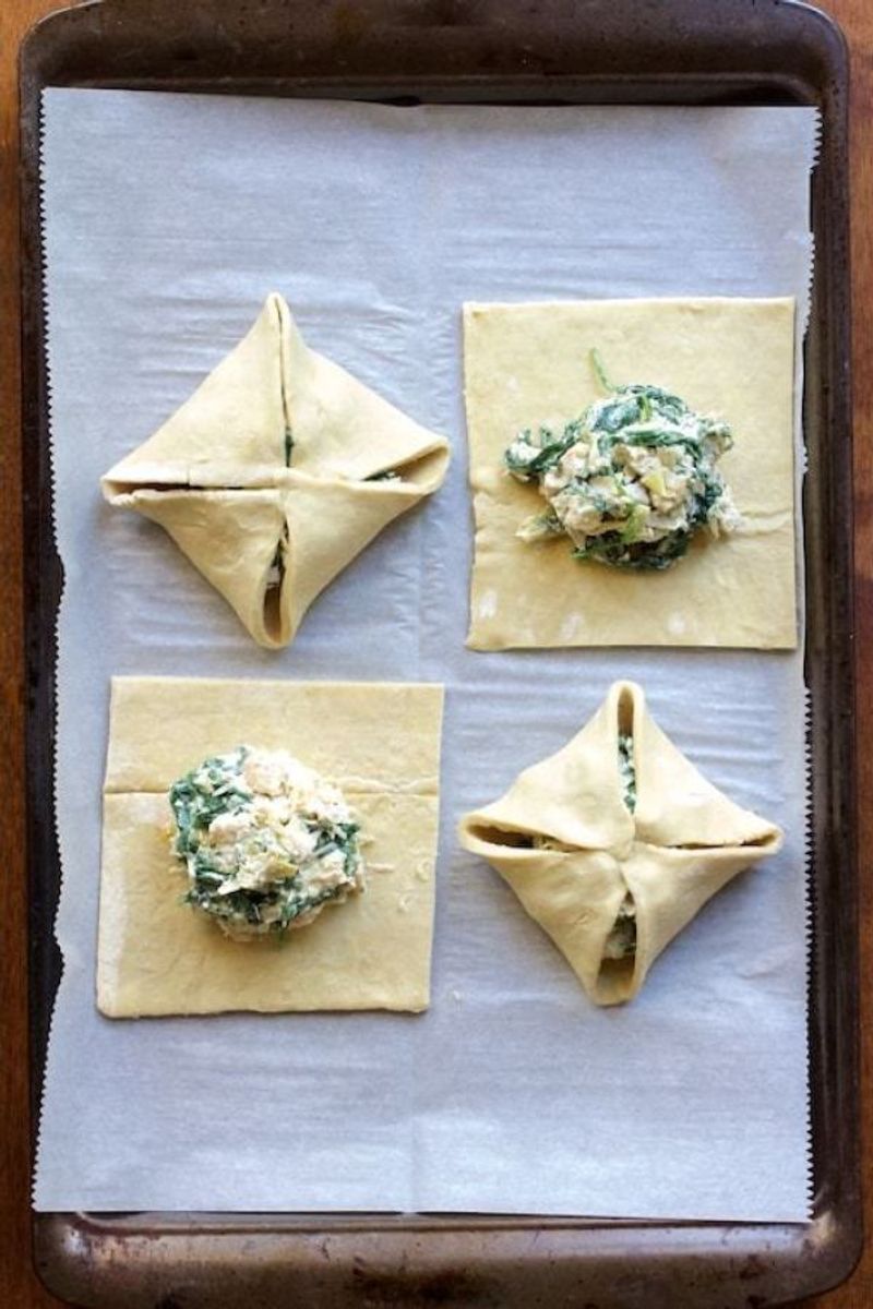 Chicken, Spinach & Artichoke Puff Pastry Parcels