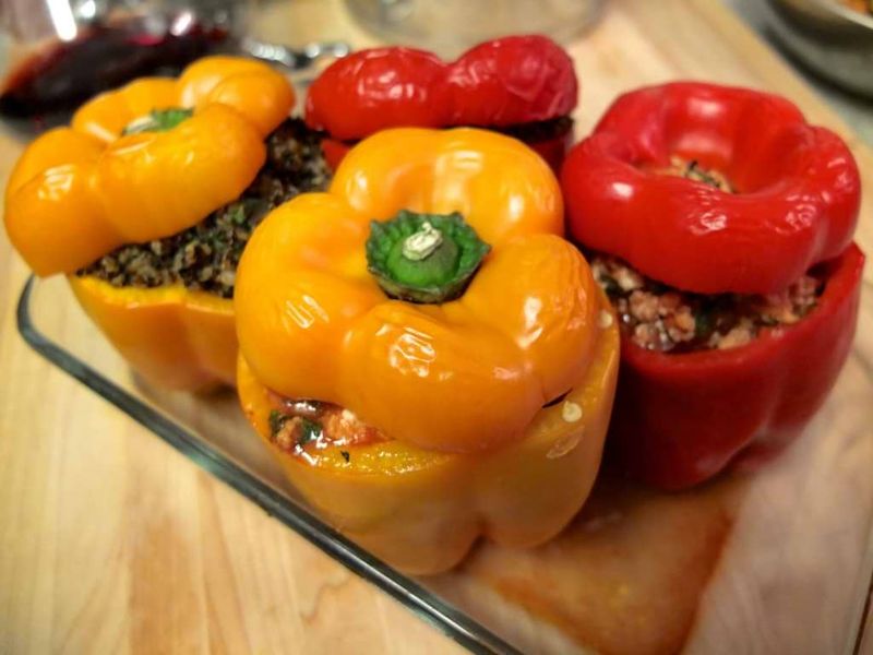 Spicy Vegetarian Quinoa Stuffed Bell Peppers