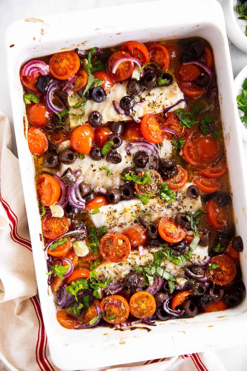 Mediterranean Baked Cod with Tomatoes and Olives