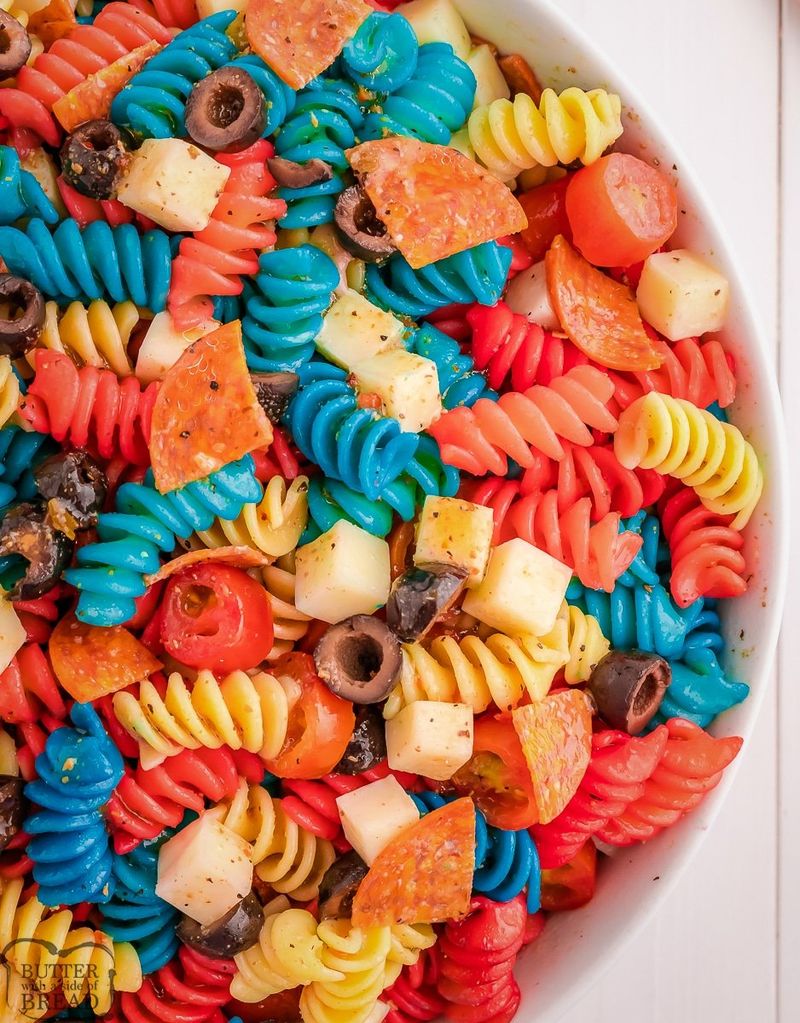 Patriotic Tri-Color Pasta Salad