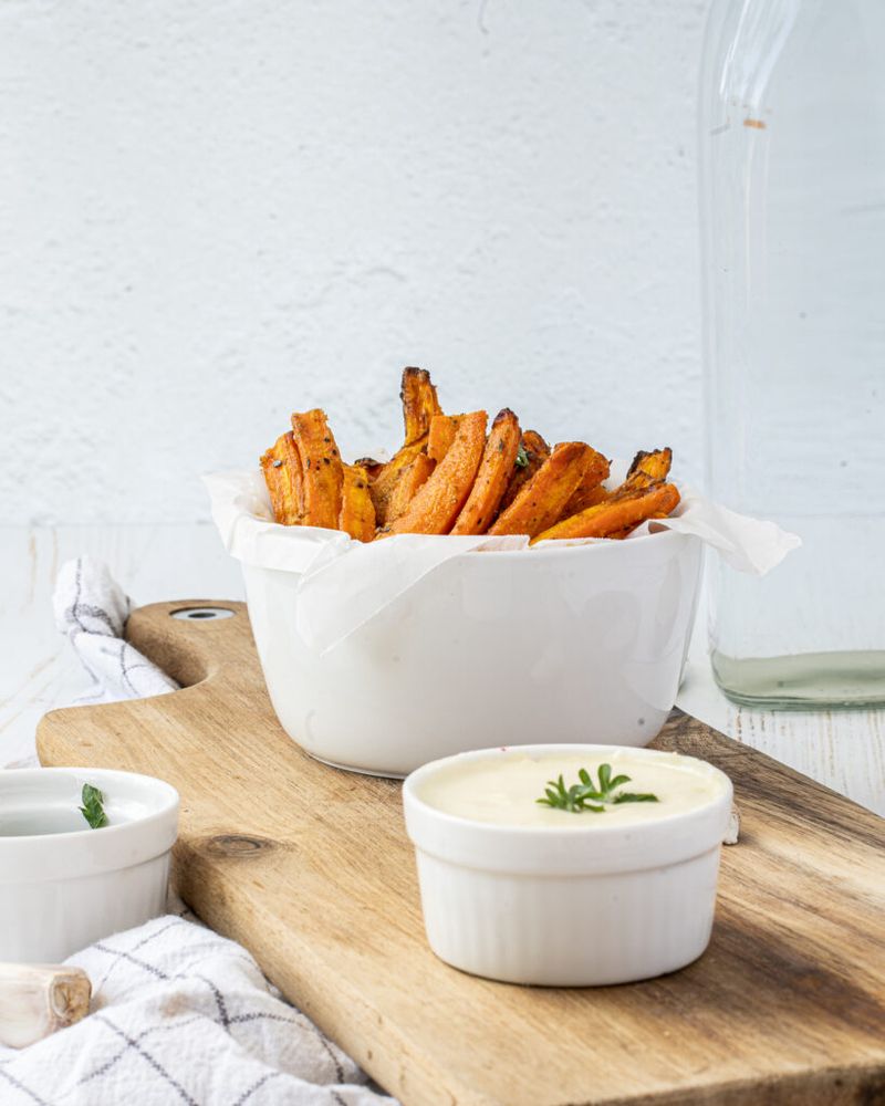 Air Fryer Carrot Fries with Aioli Dip