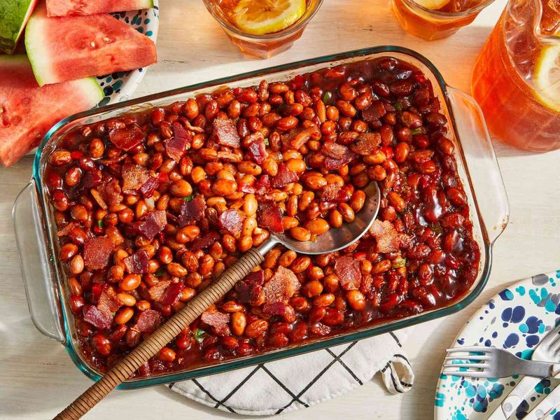 Baked Beans with Crumbled Sausage