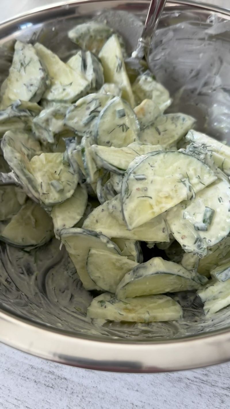 Cucumber & Avocado Salad with Dill Yogurt Dressing