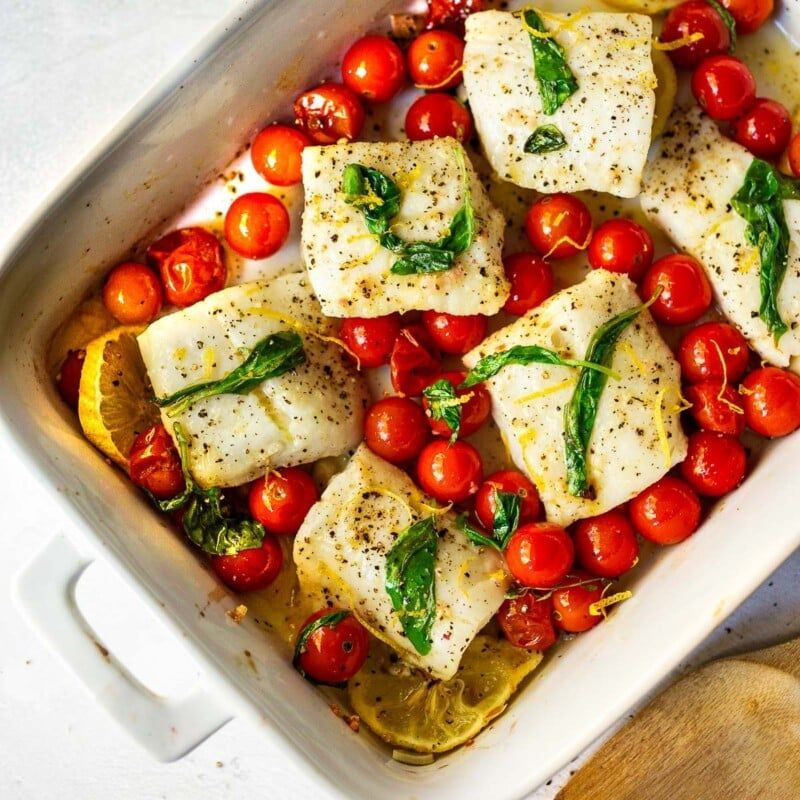 Herb-Baked Cod with Cherry Tomatoes