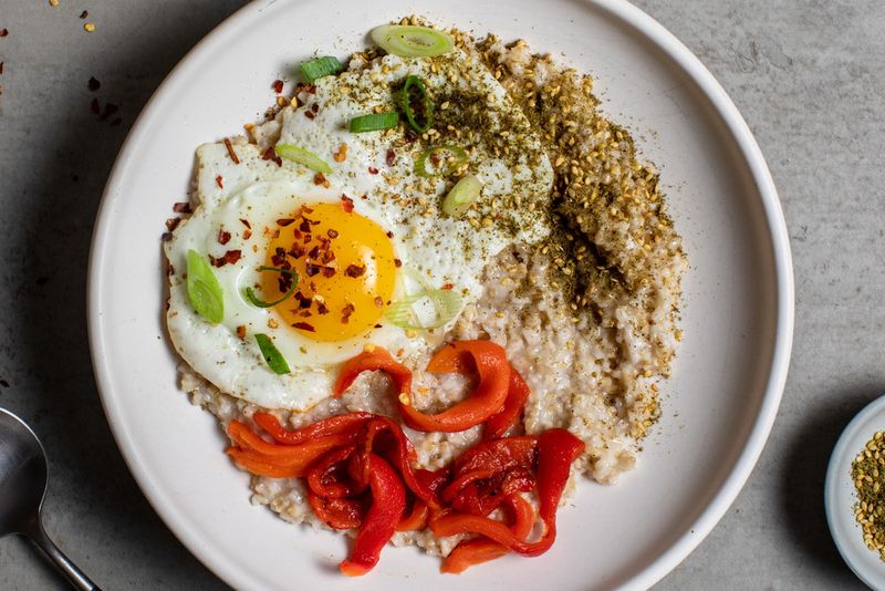 Savory Oatmeal with Fried Egg