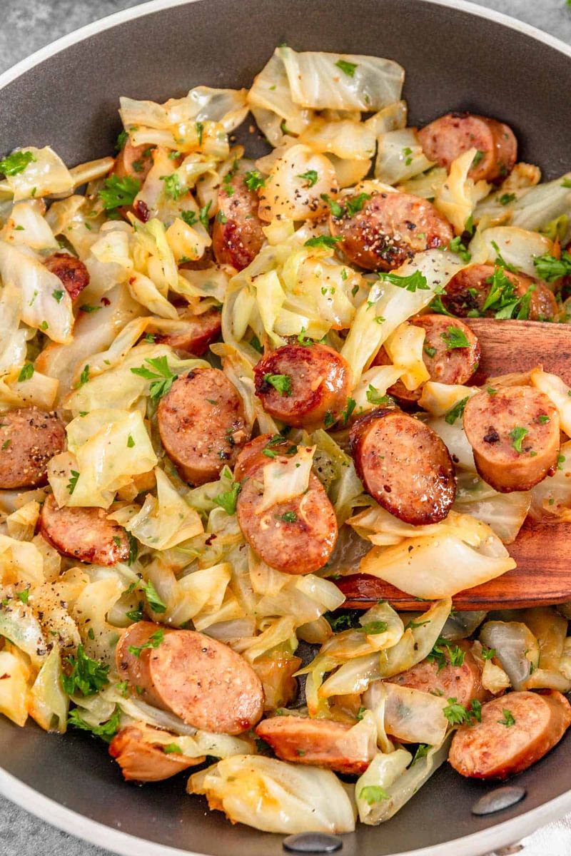 Fried Cabbage and Sausage