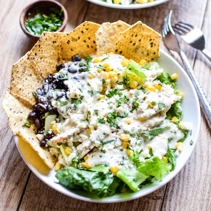 Chicken & Kale Taco Salad with Jalapeño-Avocado Ranch
