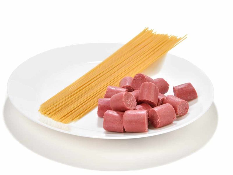 5. Canned Spaghetti with Hot Dogs