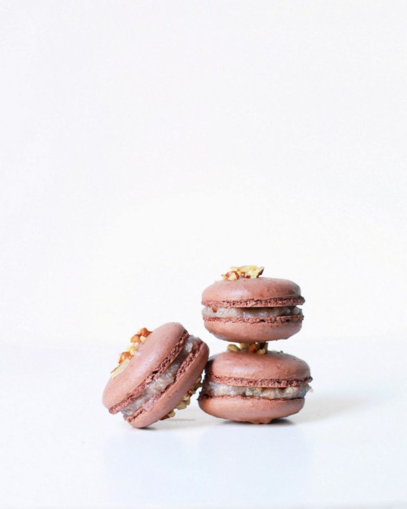 German Chocolate Macarons