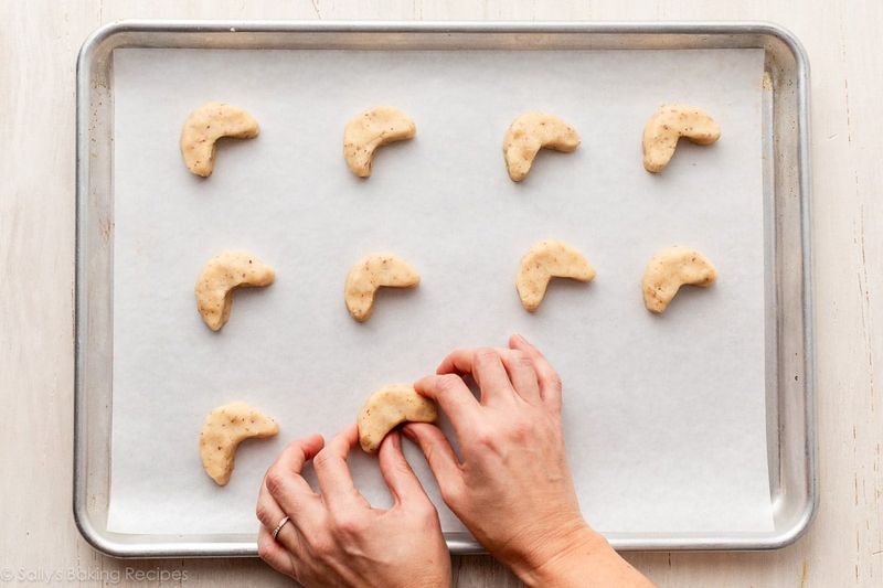 Almond Crescent Cookies with Powdered Sugar Dusting