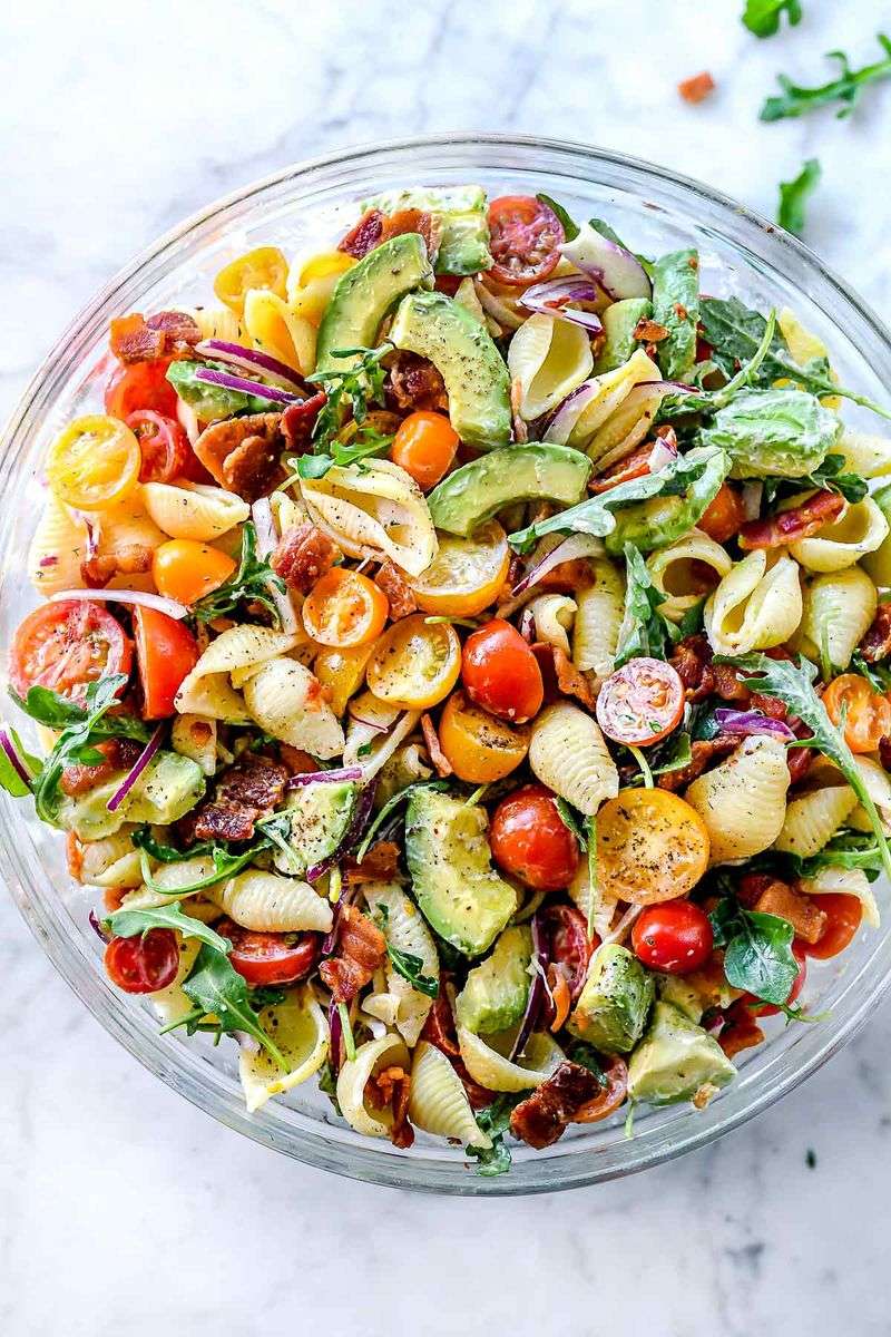 BLT Pasta Salad with Avocado Dressing